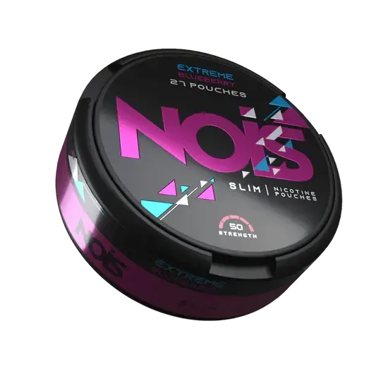 Nois Extreme Blueberry Slim nikotin zacskók, 50mg erősség, 27 tasak fekete dobozban