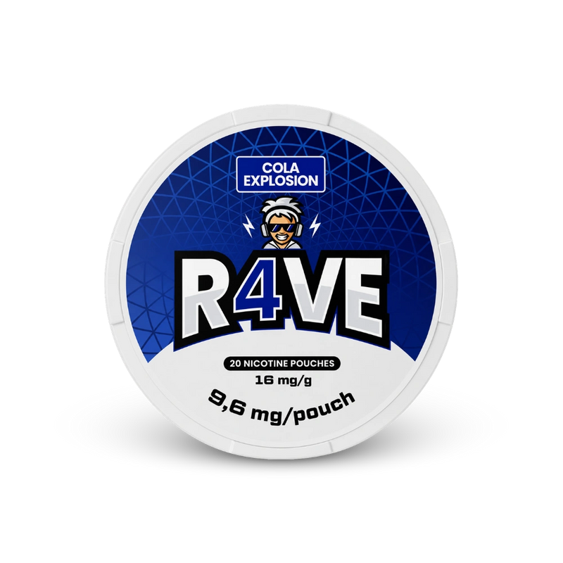 RAVE Cola Explosion 16mg – nikotin tasak doboze