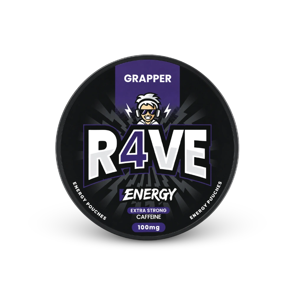 RAVE Energy Grapper 100mg – nikotin zacskók doboza