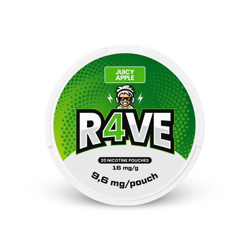 RAVE Juicy Apple 32.5mg – nikotin zacskók doboza