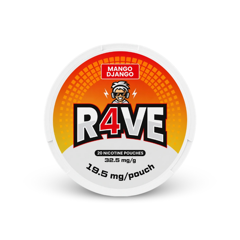 RAVE Mango Django 32.5mg – nikotin zacskók doboza