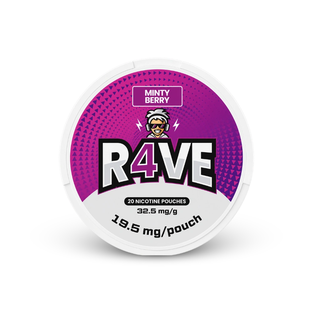 RAVE Minty Berry 32.5mg – nikotin zacskók doboza