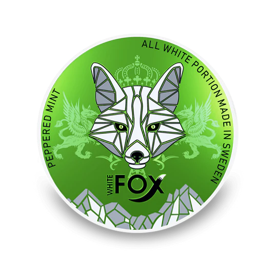 White Fox Peppered Mint All White Portion, Pfeffeminz-aroma, erős nikotintartalommal, Svédországból
