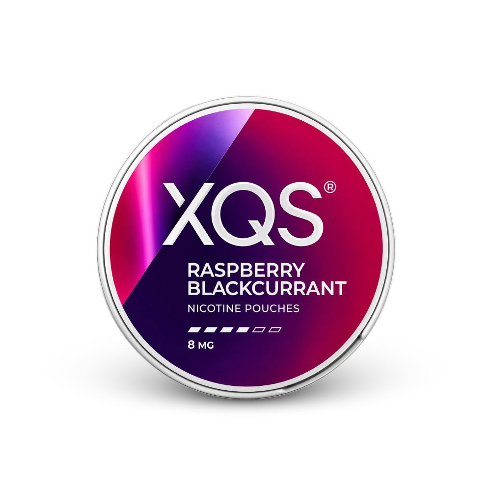 XQS Raspberry Blackcurrant Slim Strong – nikotin zacskók doboza
