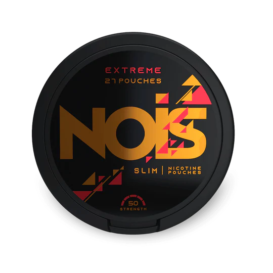 Nois Extreme Slim nikotinpárnák, 27 tasak, 50 mg erősség, fekete doboz arany logóval